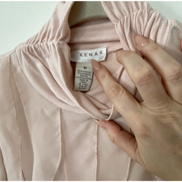 Kenar Blush Light Pink Sleeveless Victorian Ruffle Front Mock Neck Blouse Small - Picture 7 of 9